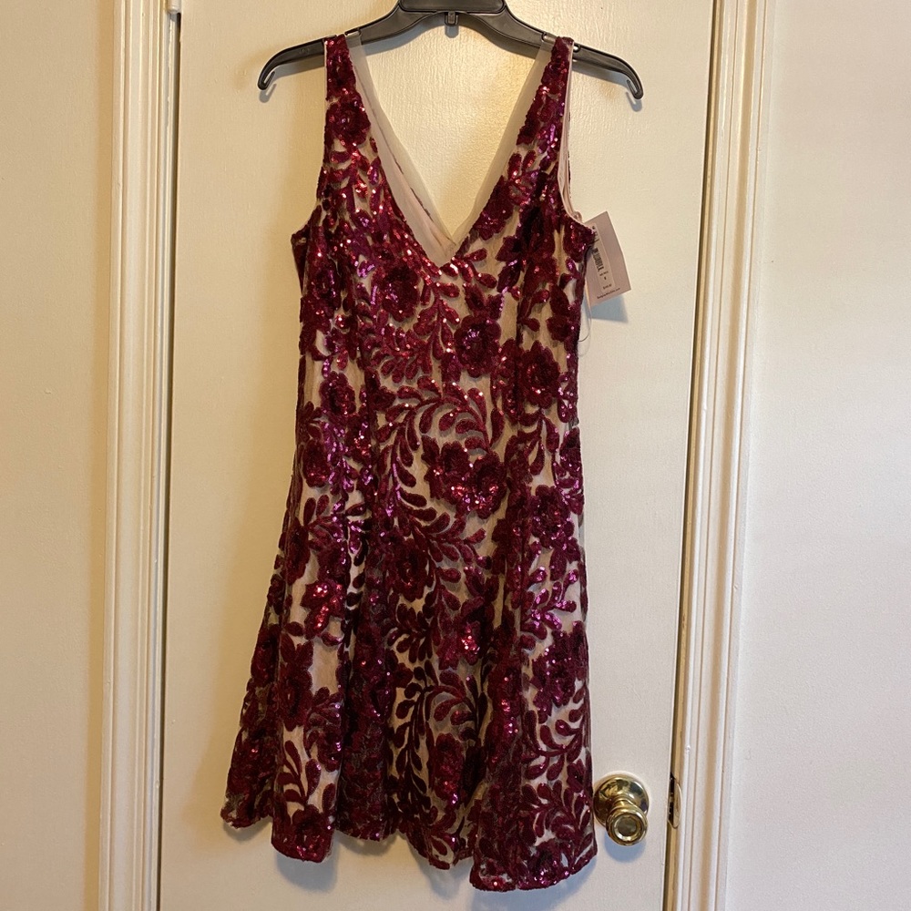 NWT Badgley Mischka Red Sequin Dress